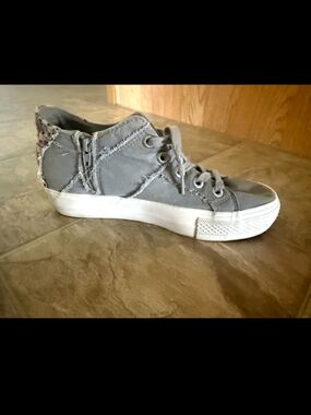 Blowfish Gray High-Top Canvas Sneakers with White Sole